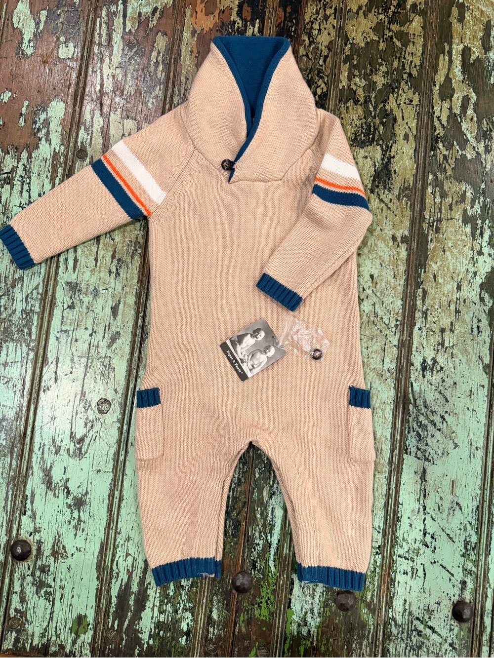 NWT Piper & Posie Baby Boy Knit Romper 3-6M Shawl Collar